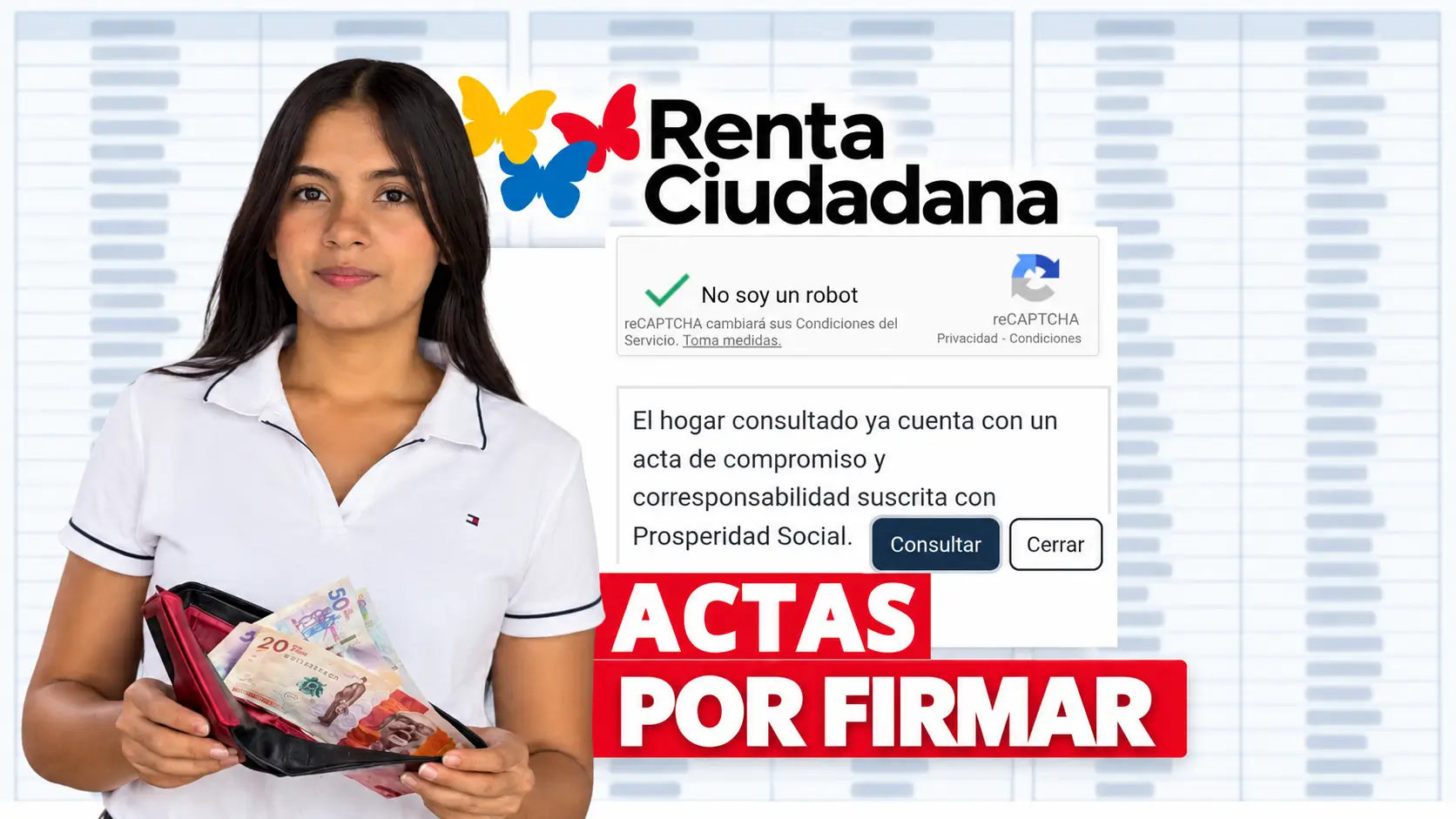 Beneficiarios sin acta de Renta Ciudadana firmada.