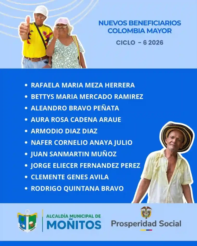 BENEFICIARIOS DEL SUBSIDIO COLOMBIA MAYOR EN CORDOBA