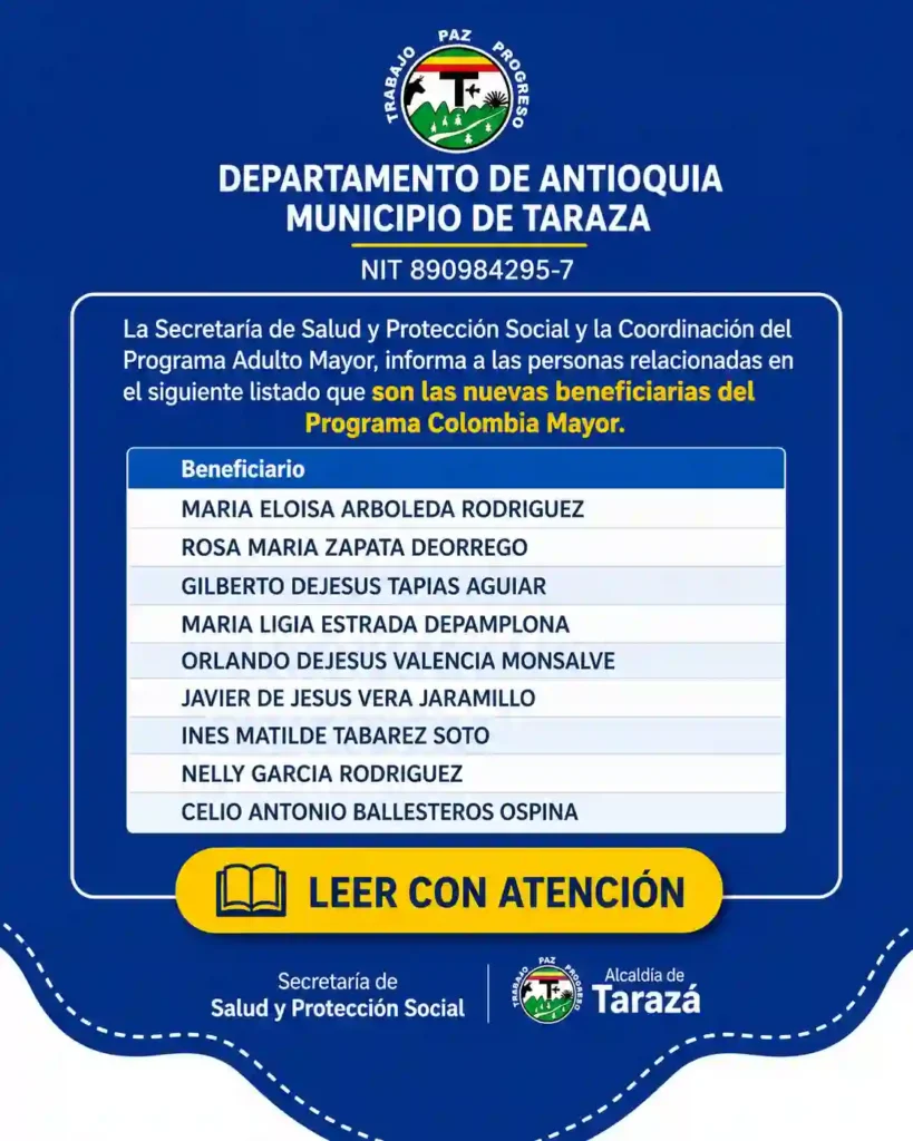 BENEFICIARIOS EN ANTIOQUIA