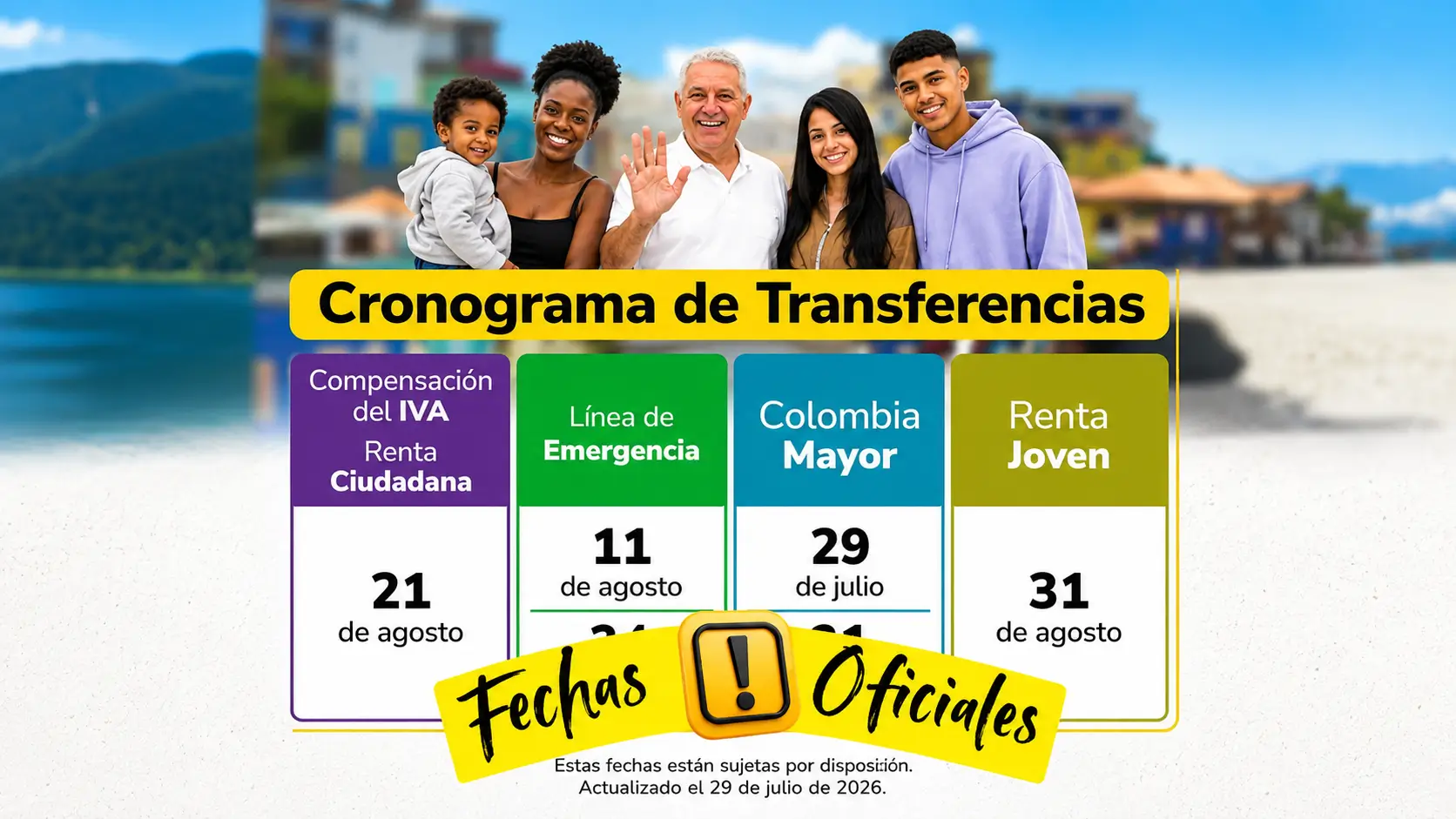 Fechas oficiales de transferencias monetarias