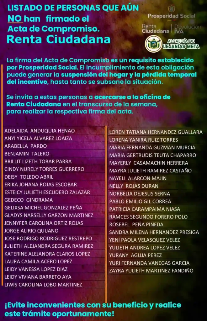 acta de compromiso en Meta
