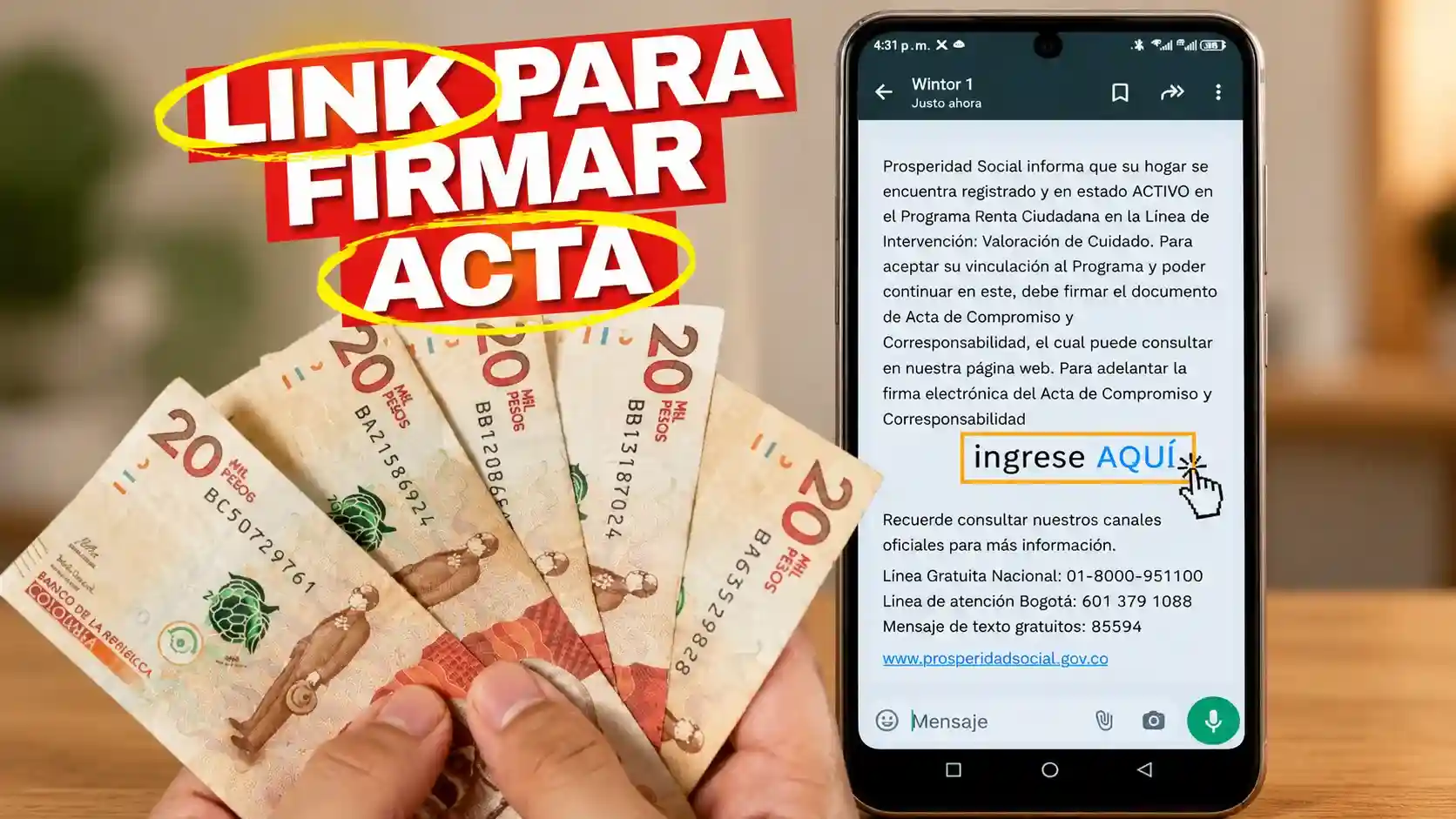 firma del Acta de Compromiso y Corresponsabilidad de Renta Ciudadana