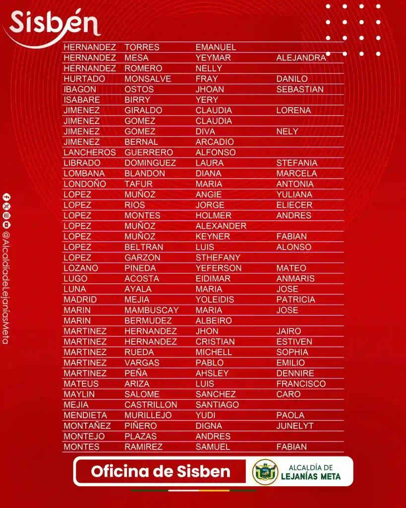 ¡Urgente! Listados del Sisbén en la mira 11 Sisben Lejanias 3